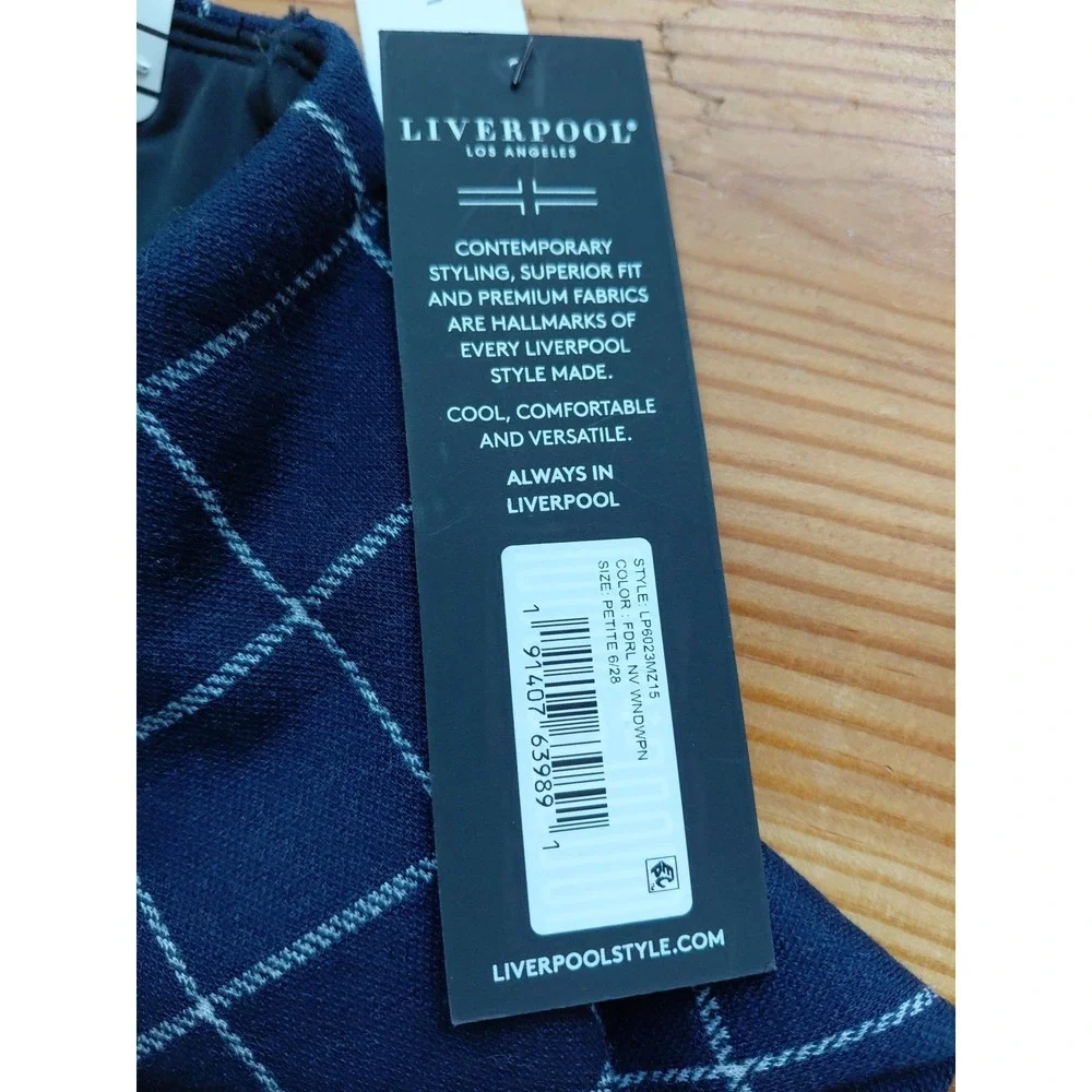 New Liverpool 90s Y2k Navy Blue Plaid Pencil Skirt Sz 6 Petite - Picture 5 of 9